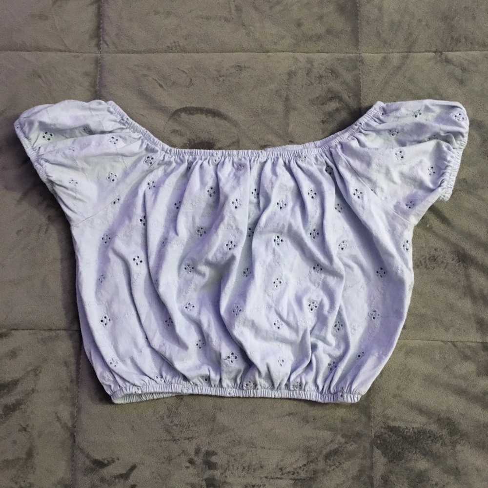 Baby Blue Over The Shoulder Crop Top